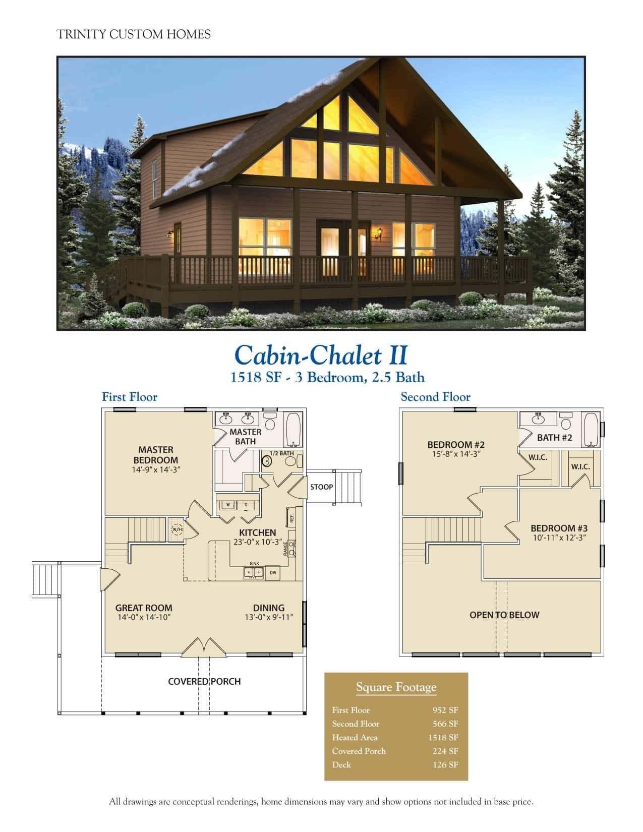 log cabin and floor plans