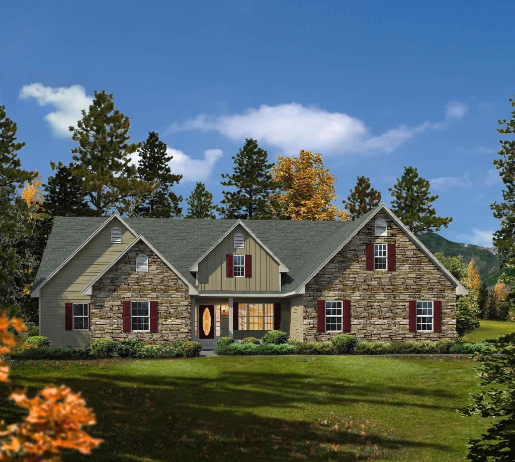 Architectural rendering of a country house plan