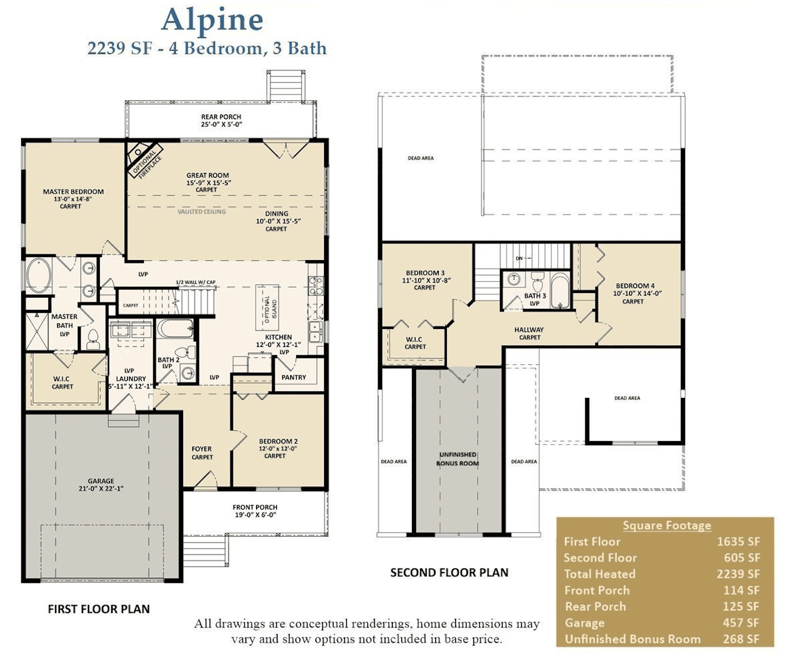 Alpine home with 4 bedrooms and 3 bathrooms, featuring spacious living areas and modern design. Perfect for families seeking comfort and style in a custom-built home.