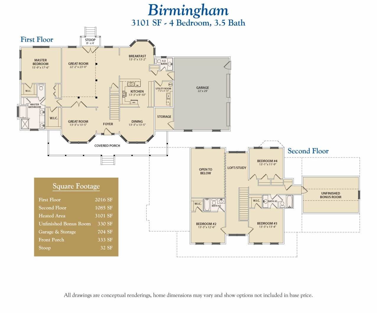 Graphic of Trinity's Birmingham Custom Home Floor Plan