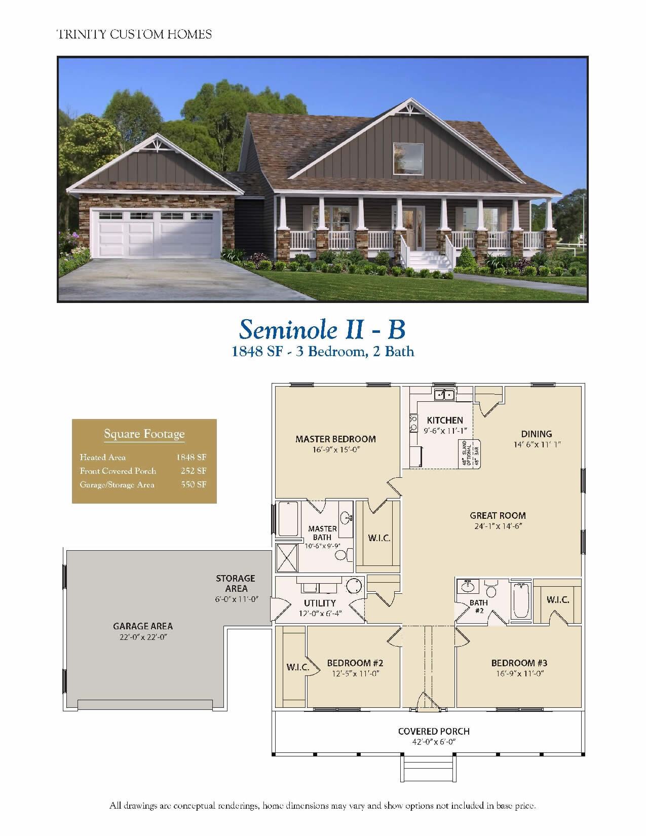 brown home with porch and floor plans