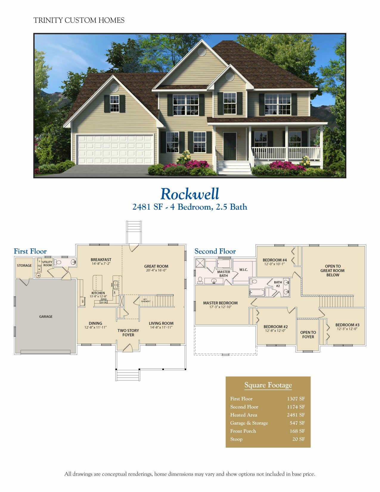 illustration of a two-story rockwell home and floor plan