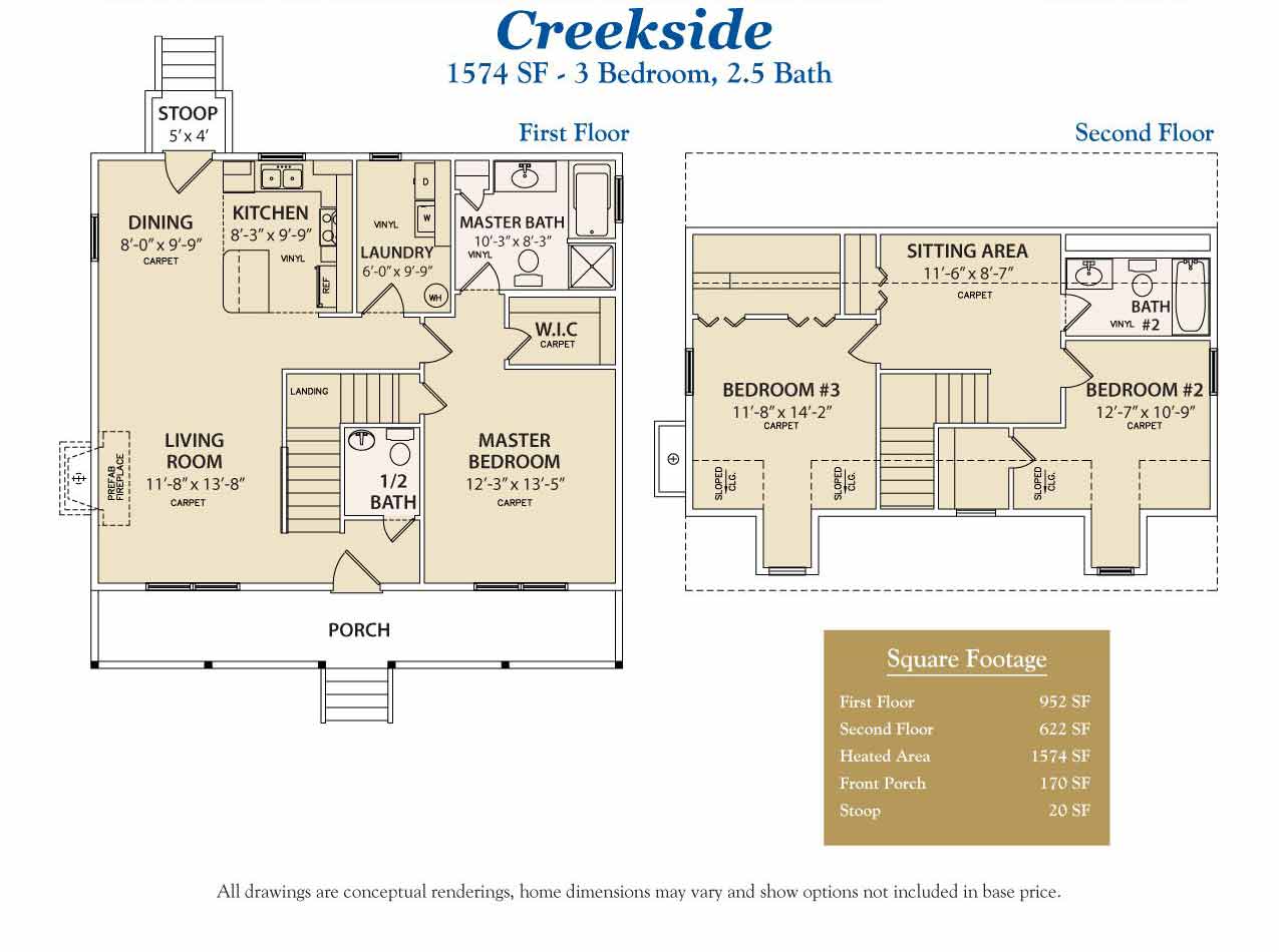 two story home with porch floor plan