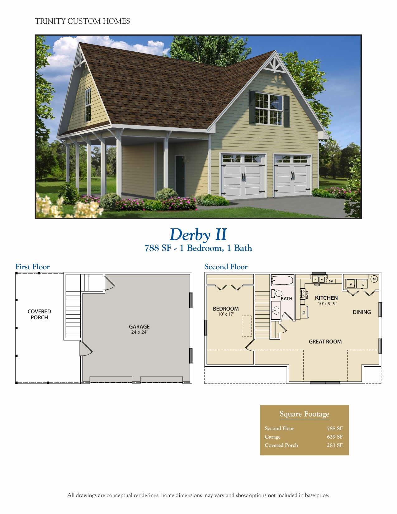 Derby II home rendering and floor plan