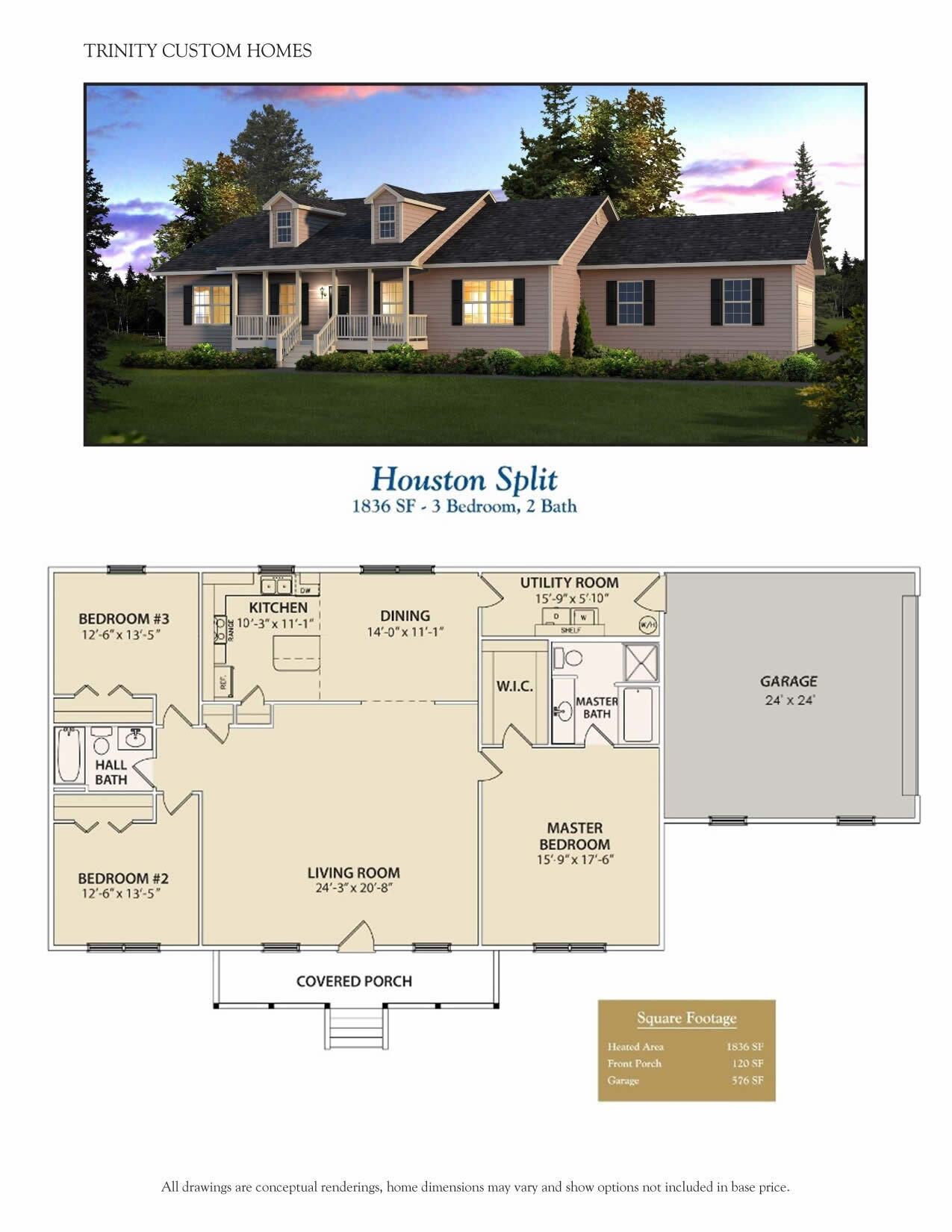 houston split custom home and floor plans