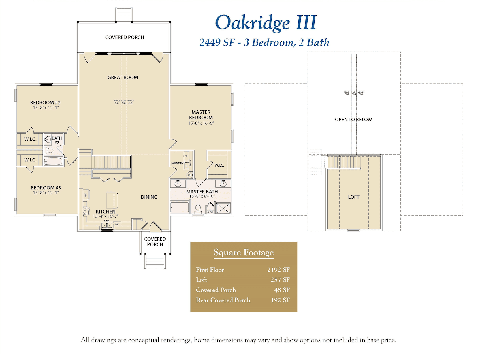 Oakridge III - 3 Bedroom, 2 Bath Home Floor Plan by Trinity Custom Homes.
