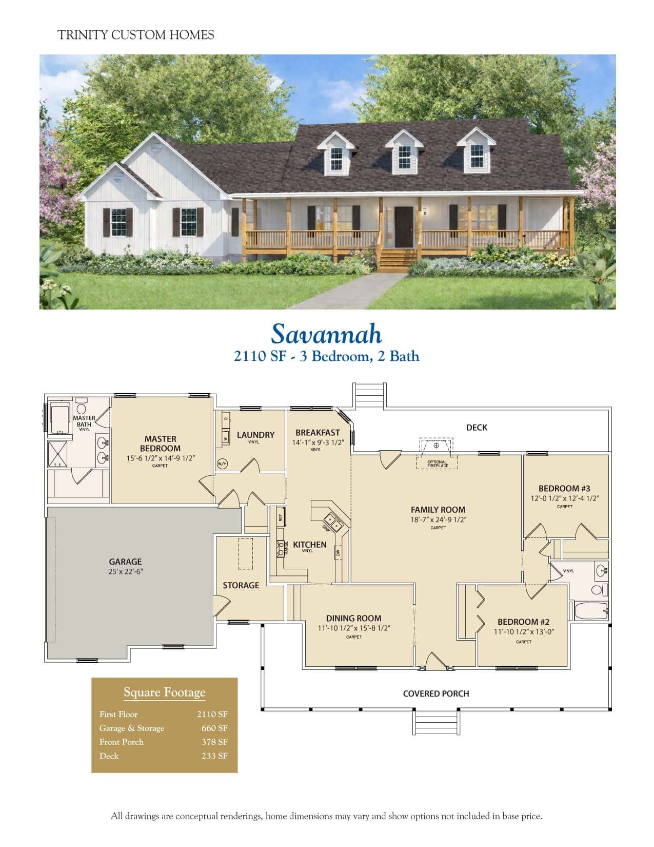 Beautiful Savannah custom home featuring a spacious layout with 3 bedrooms, 2 bathrooms, and a large covered porch, perfect for family living and outdoor entertaining.