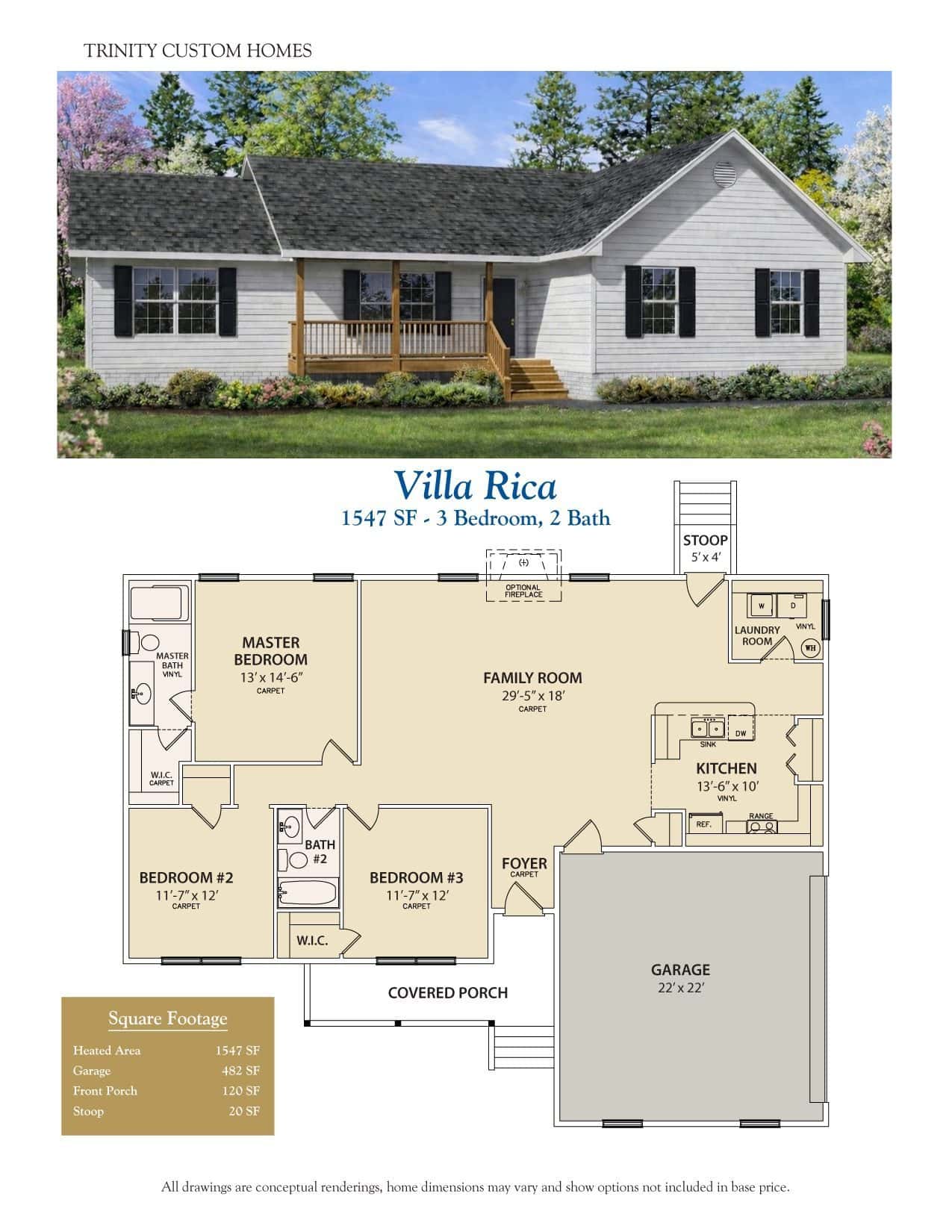 Elegant Single-Story Villa Rica Home with Spacious Living Areas.