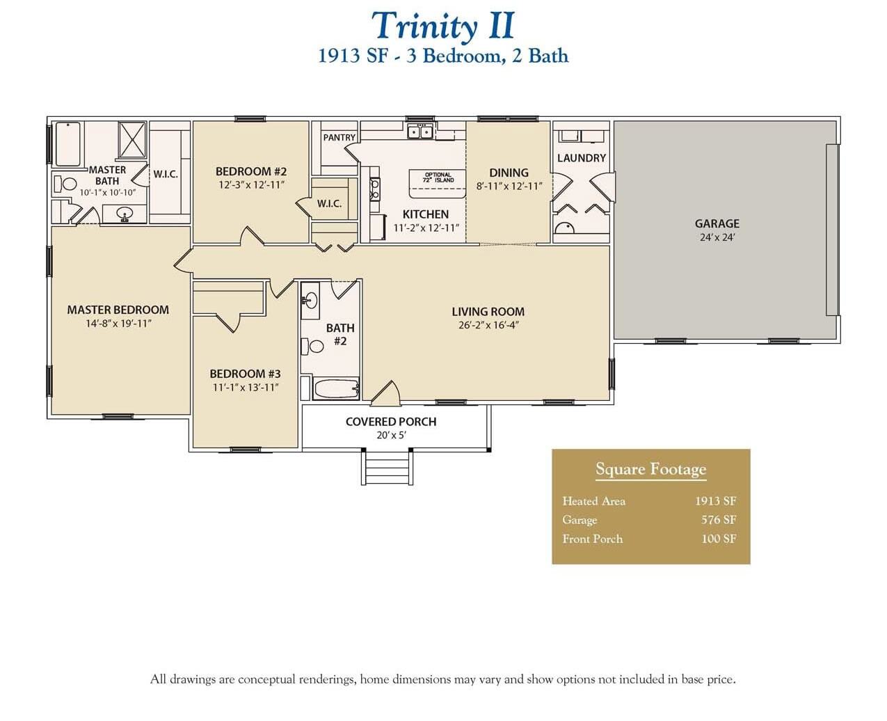Trinity II single story custom home floor plan