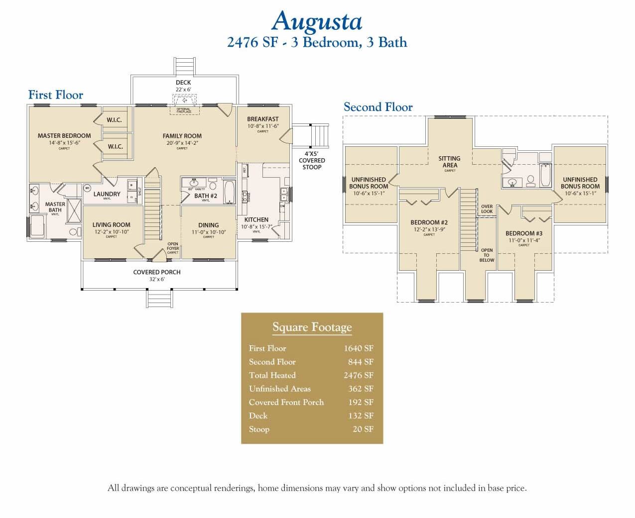 Graphic of Trinity's Augusta Custom Home Floor Plan