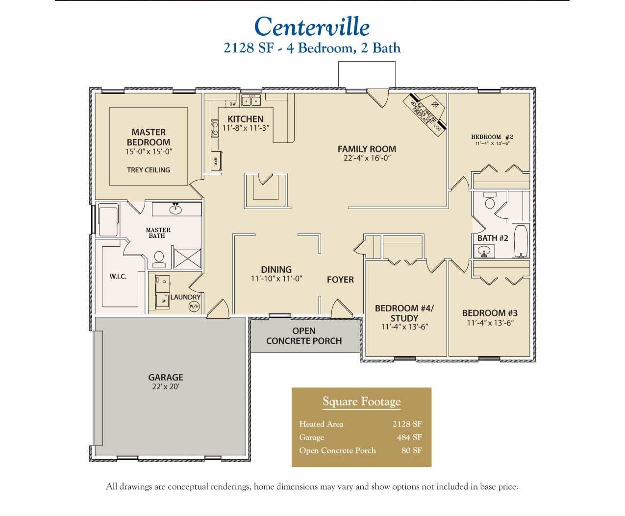 custom home 4 bedroom floor plan
