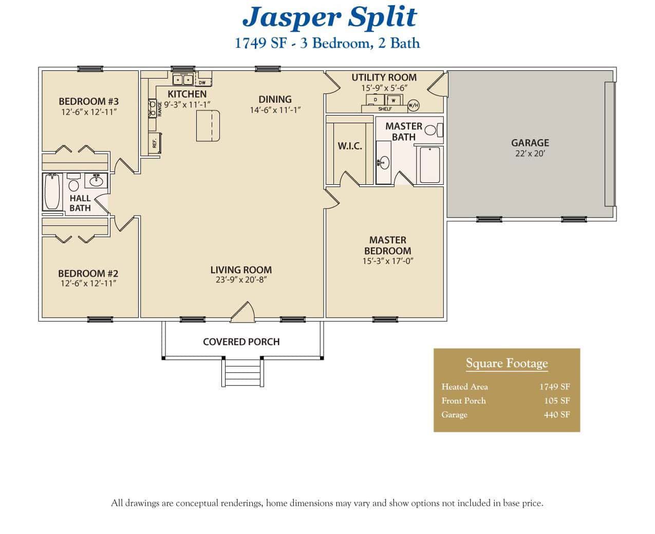 Jasper Split custom home floor plan