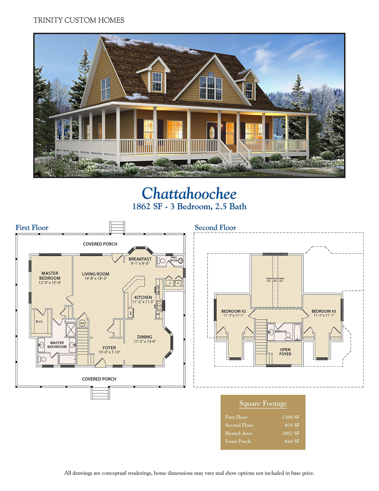 chattahoochee home rendering and floor plan