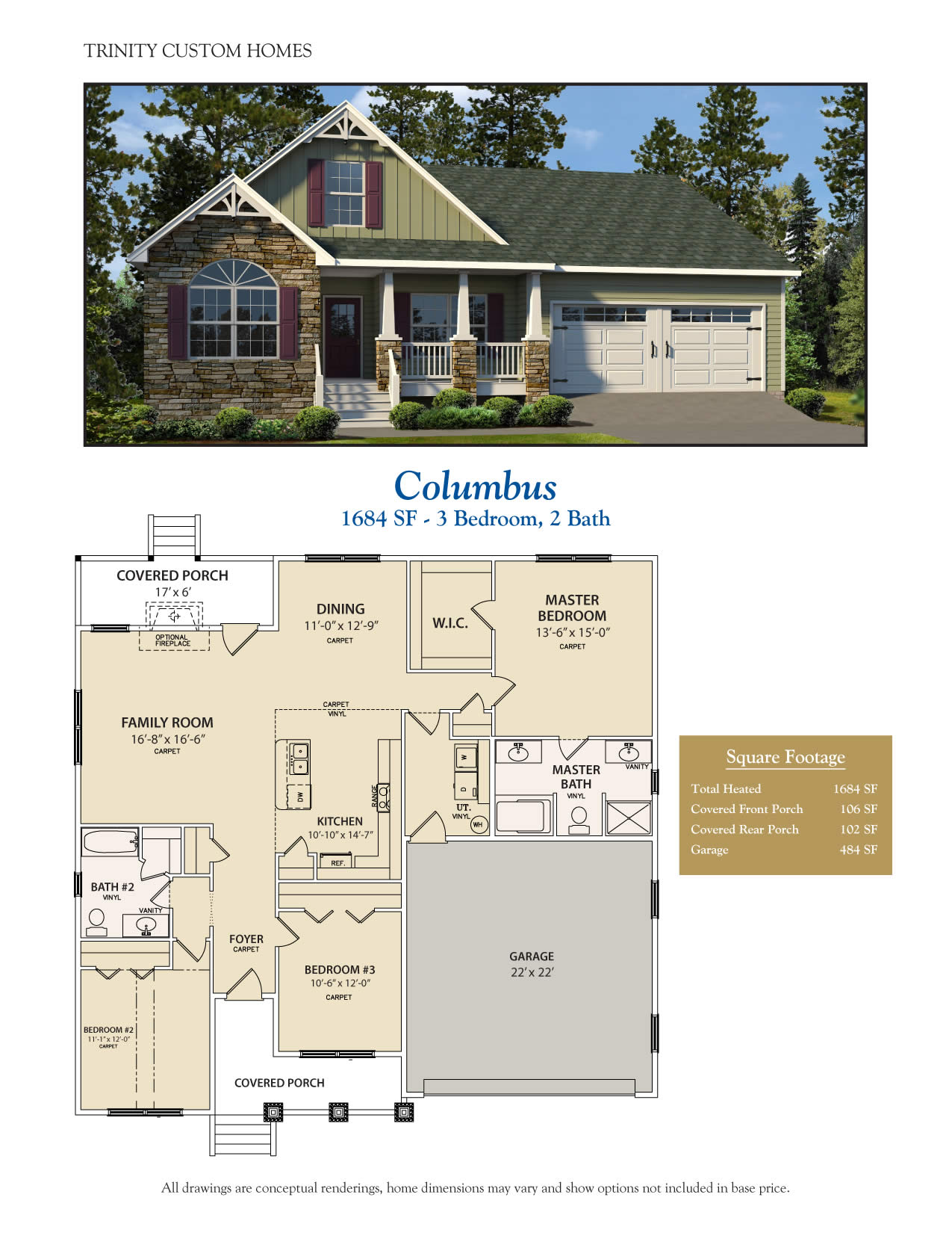 columbus home rendering and floor plan