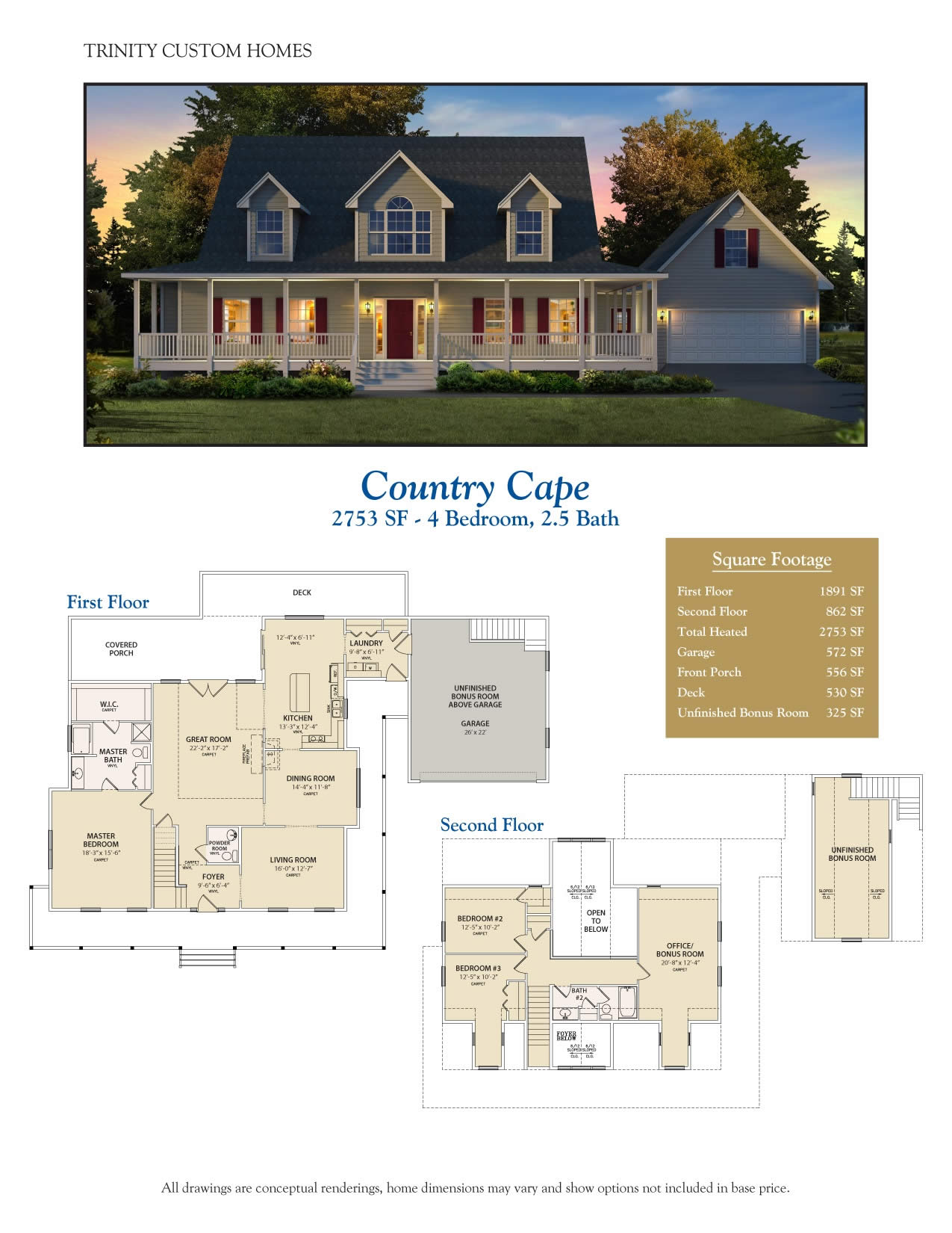 chatlet cape rendering and floor plan