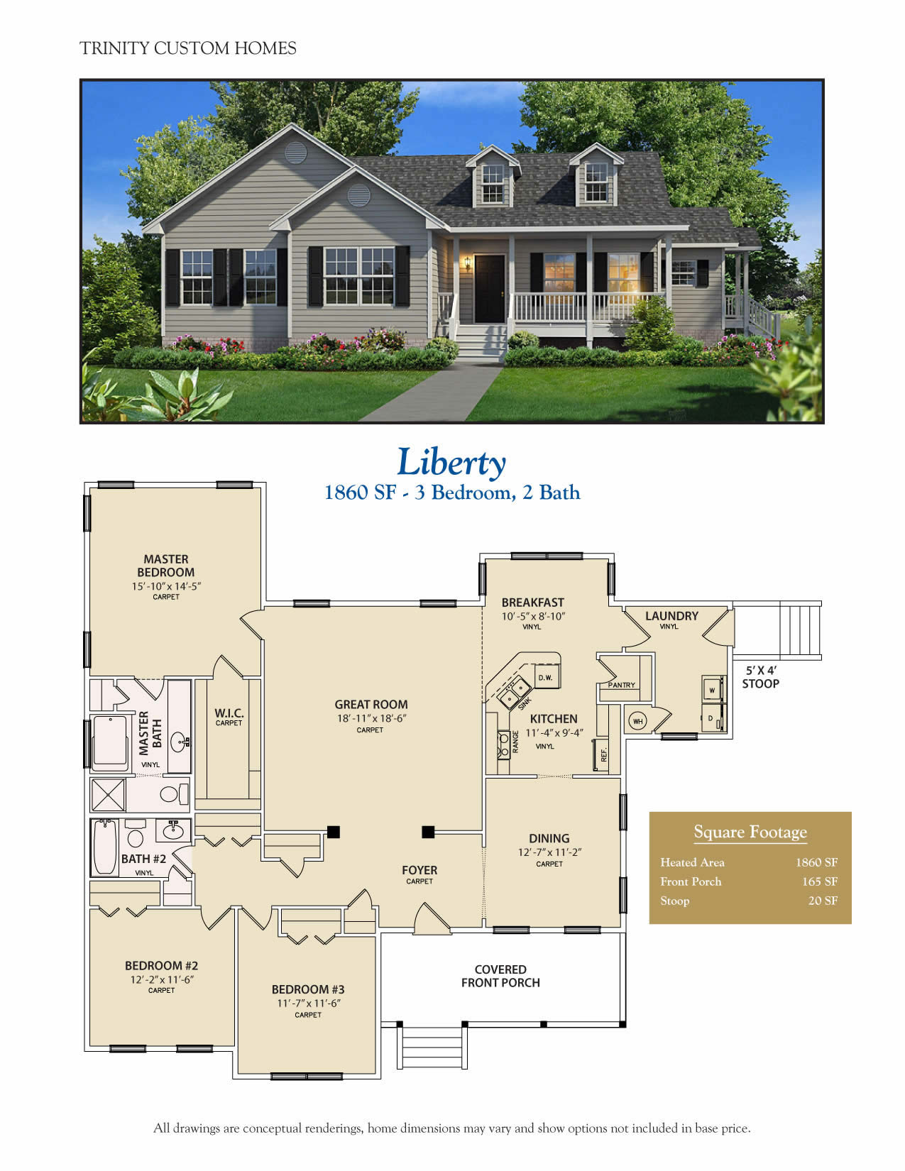 Liberty custom home plan rendering