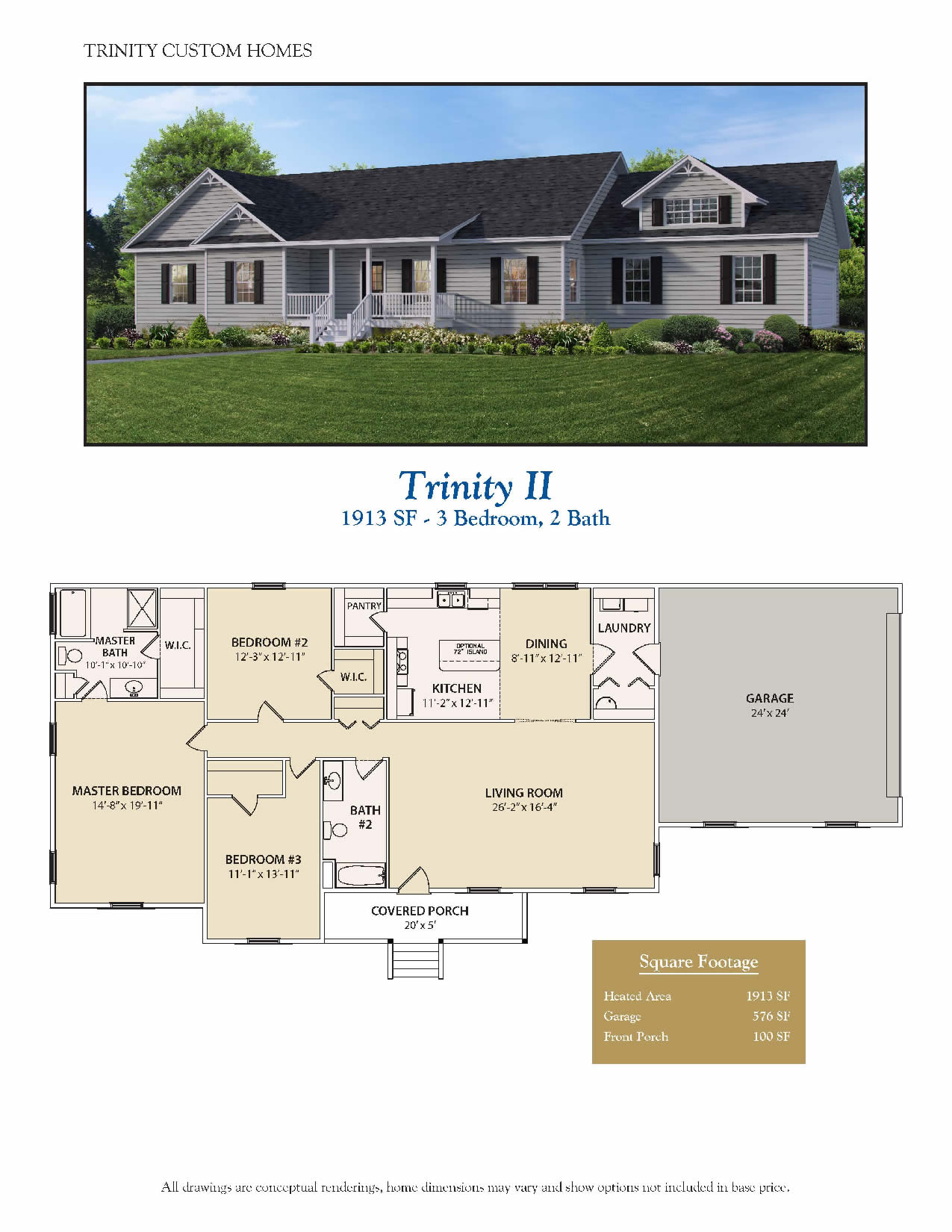 trinity II house with exterior image and floor plan