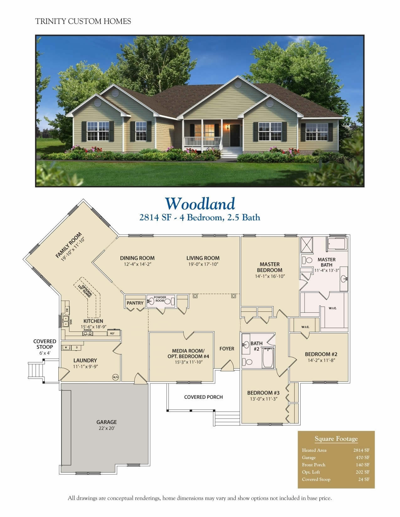 Woodland ranch style home floor plans